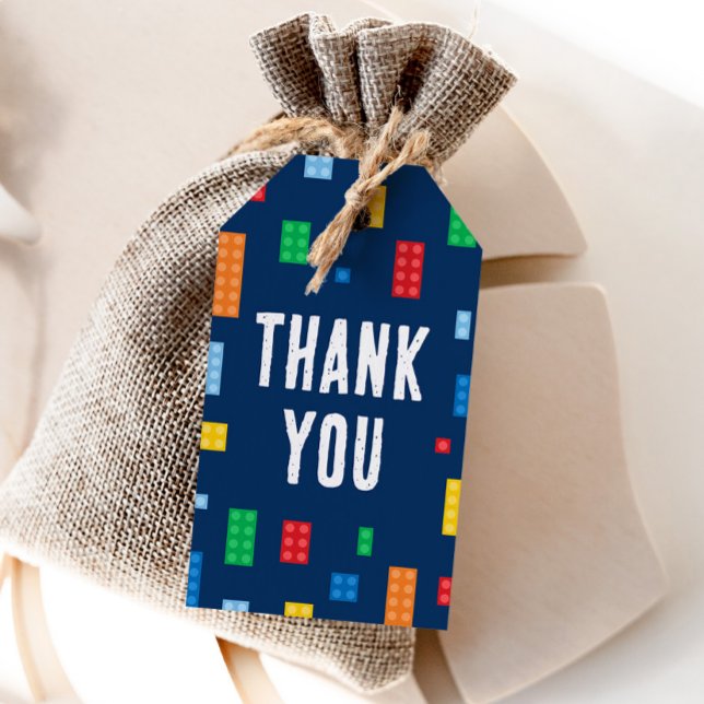 Étiquettes-cadeau Garçon Anniversaire Blocs de Construction (Créateur téléchargé)