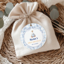 Garçon d'oie à carreaux bleus Premier Anniversaire