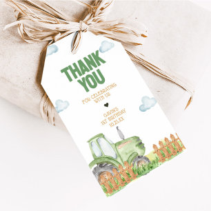 Étiquettes-cadeau Garçon Green Tractor Anniversaire Fête Favoriser T