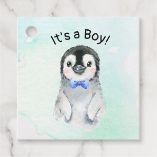 Étiquettes Cadeau Garçon Pingouin Hiver