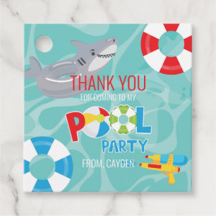 Étiquettes Cadeau Garçon Pool Party anniversaire requin merci