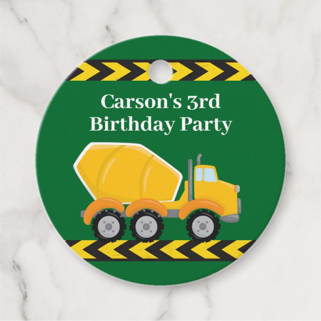 Étiquettes Cadeau Garçons fête d'anniversaire Custom Green Truck Enf (Devant)