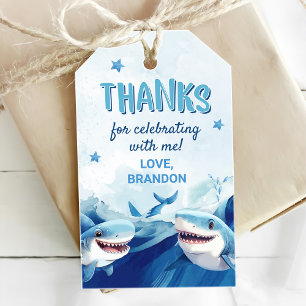 Étiquettes-cadeau Garçons sous l'océan marin requin 5e anniversaire