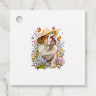 Étiquettes Cadeau Garden Bulldog � Floral Funny Dog