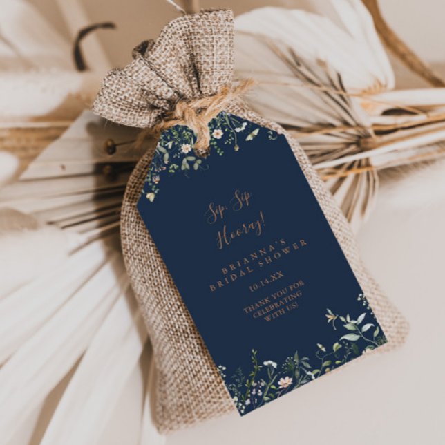 Étiquettes-cadeau Garden Wildflower Sip Sip Hooray Bridal Shower (Créateur téléchargé)