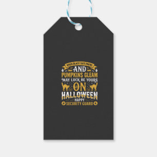 Étiquettes-cadeau Gardien de sécurité Halloween chats noirs et citro