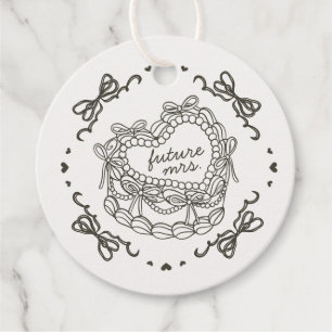 Étiquettes Cadeau Gâteau Coquette Rétro Cœur Beige Ruban Shower de M