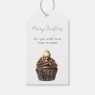 Étiquettes-cadeau Gâteau Cupcake Chocolat Noël Vert Rouge Bleu Or