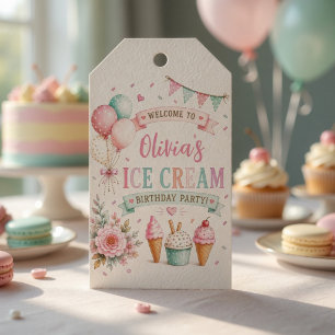 Étiquettes-cadeau Gâteau d'anniversaire glacé pastel personnalisé