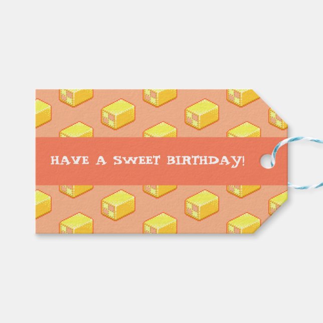 Étiquettes-cadeau Gâteau de Battenberg Joyeux Anniversaire ! Motif d (Devant (Horizontal))