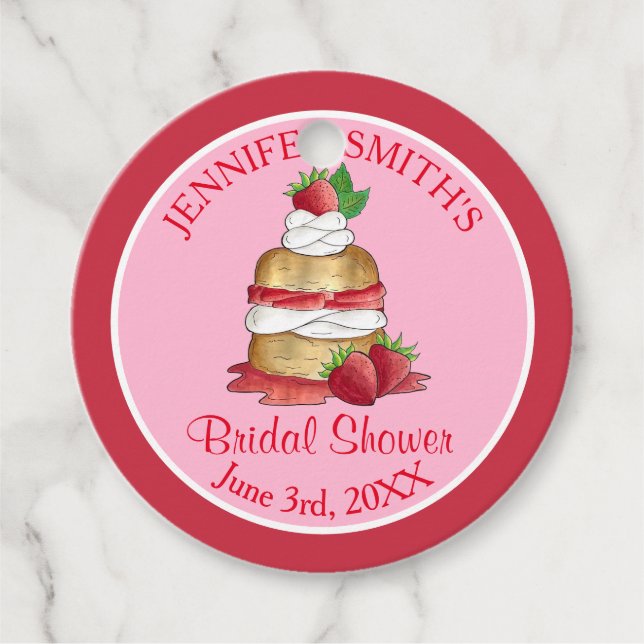 Étiquettes Cadeau Gâteau de mariage Gâteau aux fraises Fête d'annive (Devant)