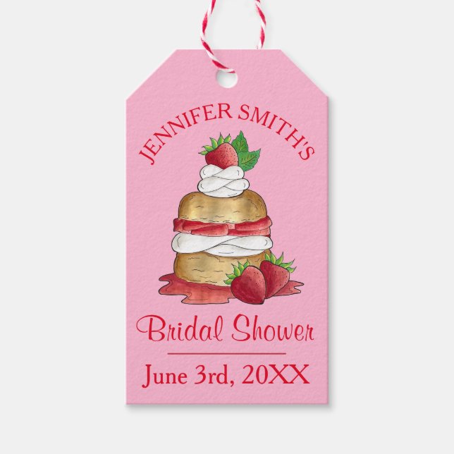 Étiquettes-cadeau Gâteau de mariage Gâteau aux fraises Fête d'annive (Devant)