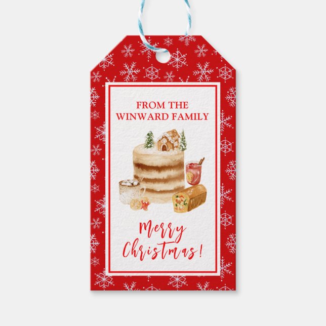 Étiquettes-cadeau Gâteau de Noël de Fêtes de fin d'année (Devant)