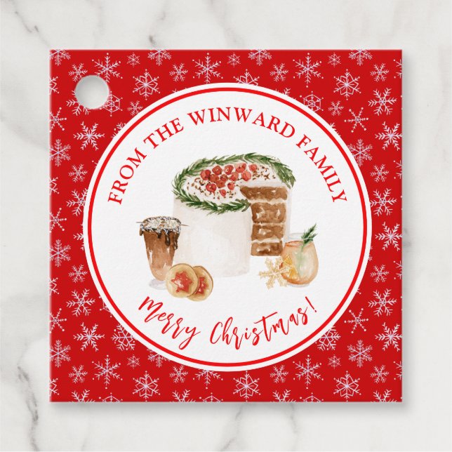 Étiquettes Cadeau Gâteau de Noël de Fêtes de Fin d'Année (Devant)