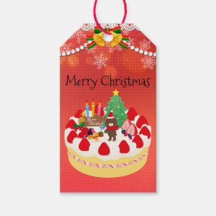 Étiquettes-cadeau Gâteau de Noël ours rouge moderne personnalisé mig
