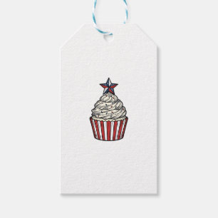 Étiquettes-cadeau Gâteau patriotique gravure vintage Quatre Juillet