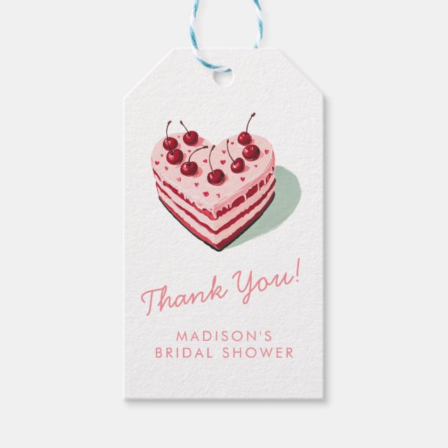 Étiquettes-cadeau Gâteau rose avec cerise sur le dessus pour une Bab (Devant)