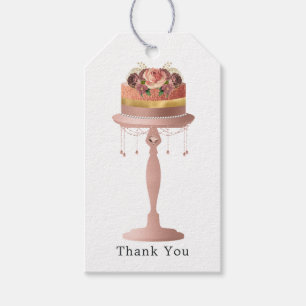 Étiquettes-cadeau Gâteau Rose Gold et Or Tendance