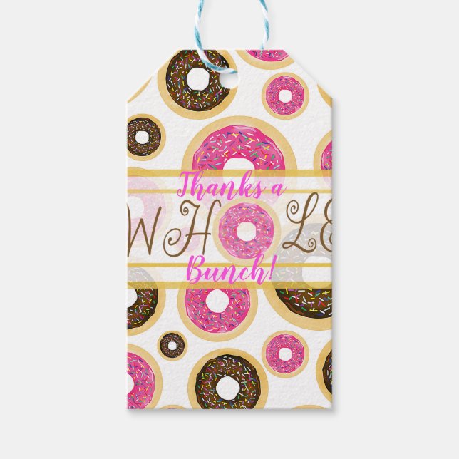 Étiquettes-cadeau Gâteaux Donuts Rose & Marron avec Décorations Mode (Devant)
