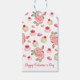 Étiquettes-cadeau Gâteaux sucrés et roses en aquarelle