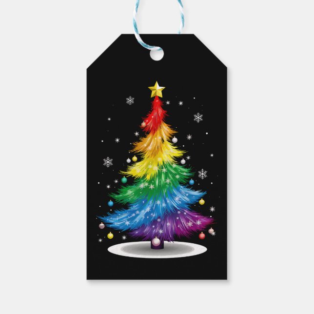 Étiquettes-cadeau Gay LGBT Pride Arbre de Noël Arc-en-ciel Joyeux No (Dos)