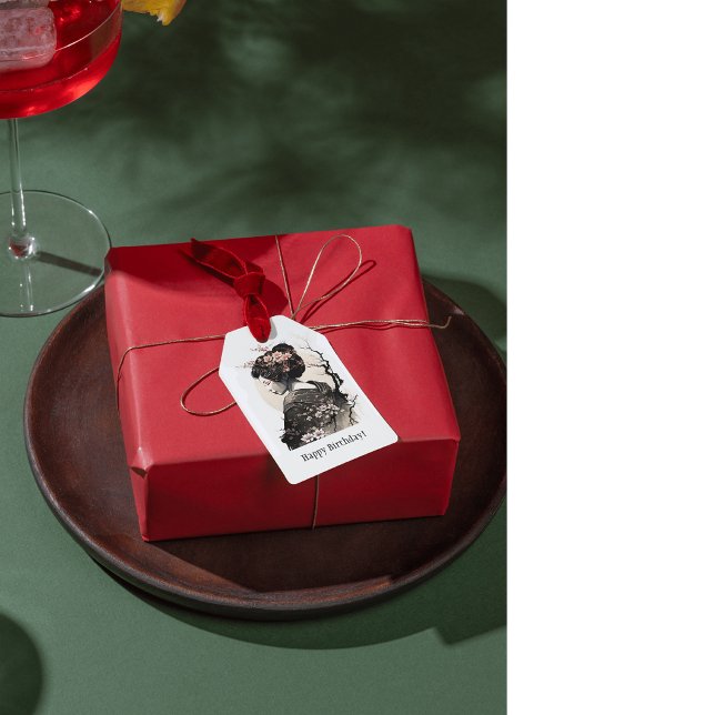 Étiquettes-cadeau Geisha japonaise (Créateur téléchargé)