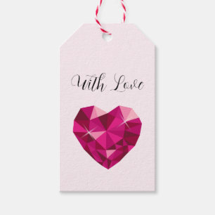 Étiquettes-cadeau Gemme de cœur avec amour