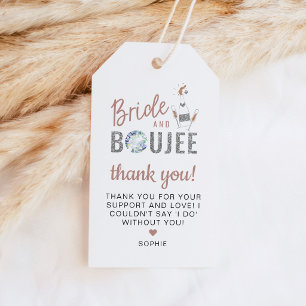 Étiquettes-cadeau GENNA Rose Gold Argent Paillettes Mariée & Boujee