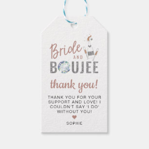 Étiquettes-cadeau GENNA Rose Gold Parties scintillant Argent Mariée