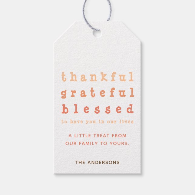 Étiquettes-cadeau Gentille Merci Grateful Thanksgiving Treat (Devant)