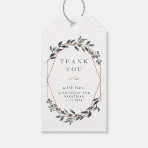 Étiquettes-cadeau Geo vert   MERCI MARIAGE ROSE
