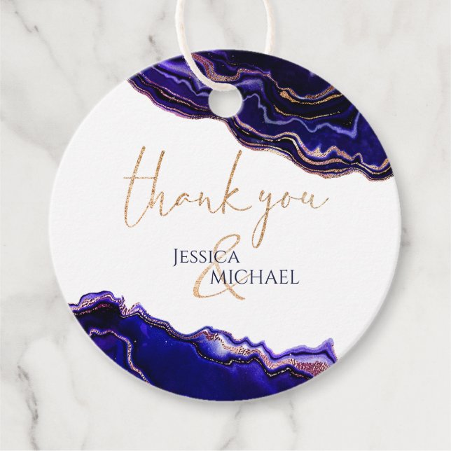 Étiquettes Cadeau Géode aquarelle Mariage de calligraphie moderne (Devant)