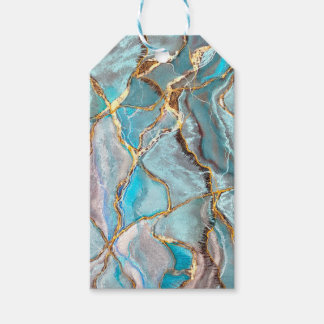 Étiquettes-cadeau Géode Turquoise Kintsugi Turquoise