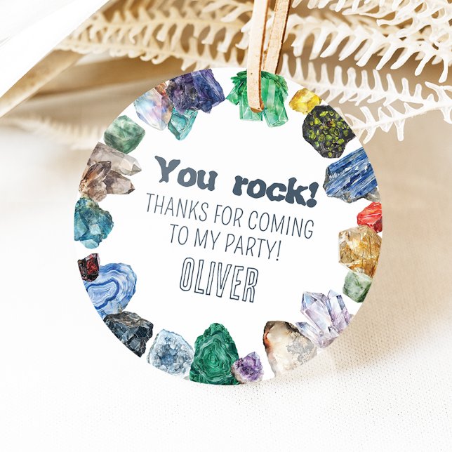 Étiquettes Cadeau Géologie Anniversaire de la fête de plongée Cercle (Créateur téléchargé)