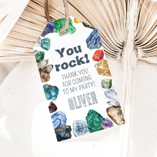 Étiquettes-cadeau Géologie Anniversaire Rocks Gem Dig Merci