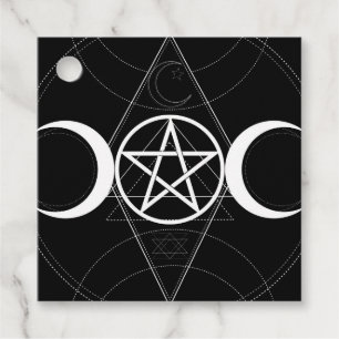 Étiquettes Cadeau Géométrie de la Triple Lune Pentagramme Wicca Anni