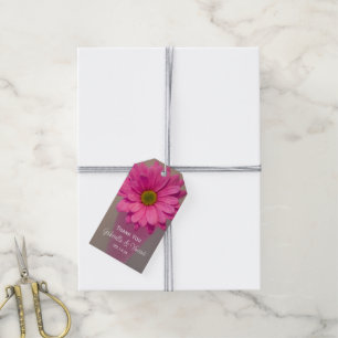 Étiquettes-cadeau Gerber Daisy rose dans Vase Mariage Merci