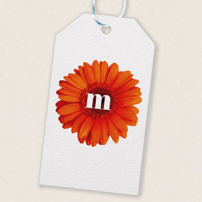 Étiquettes-cadeau Gerbera Daisy Monogramme initial (Créateur téléchargé)