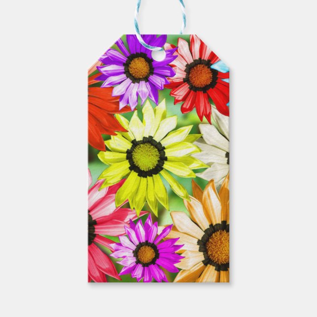 Étiquettes-cadeau Gerbera fleurie colorée (Devant)