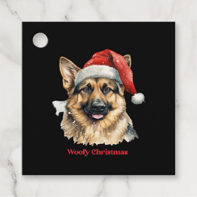 Étiquettes Cadeau German Shepherd Dog Xmas Christmas Gift Ideas Woof (Devant)