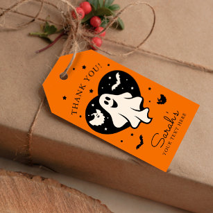 Étiquettes-cadeau Ghost Halloween mignon Avec Coeur Et Chat