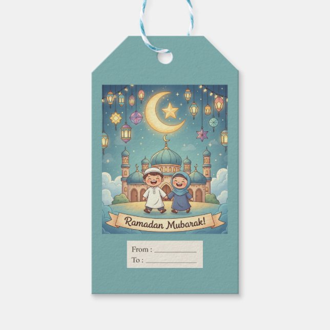 Étiquettes-cadeau Gift Tag Ramadhan Blue Cute (Devant)