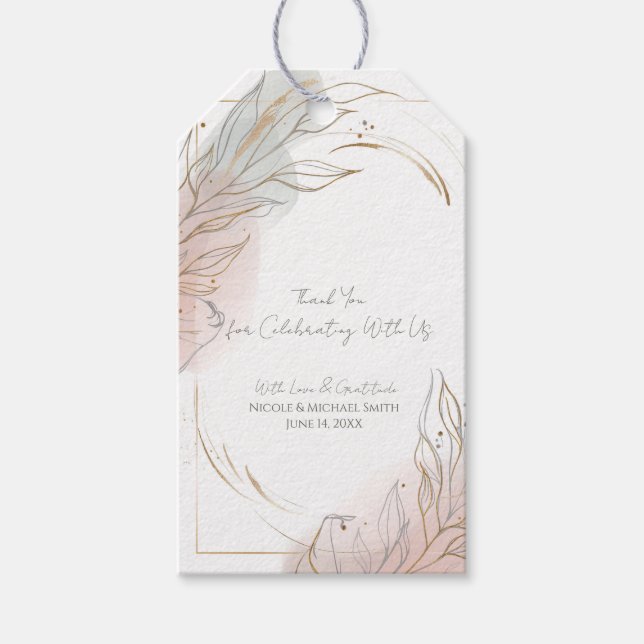 Étiquettes-cadeau Gilded Gold Sage & Blush Botanical Wedding  (Devant)