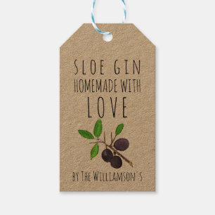 Étiquettes-cadeau Gin de prunelle fait avec amour, papier kraft