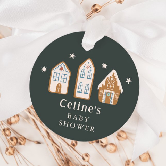Étiquettes Cadeau Gingerbread House Winter Boy Baby Shower (Créateur téléchargé)
