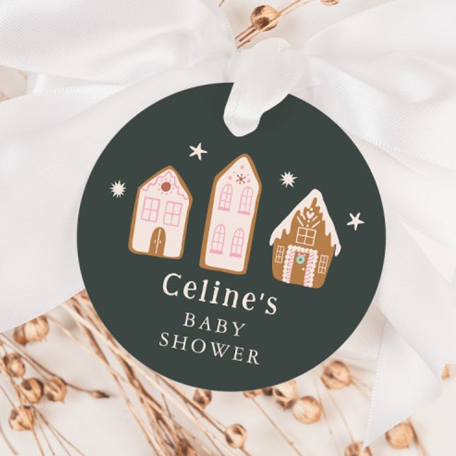 Étiquettes Cadeau Gingerbread House Winter Girl Baby Shower (Créateur téléchargé)