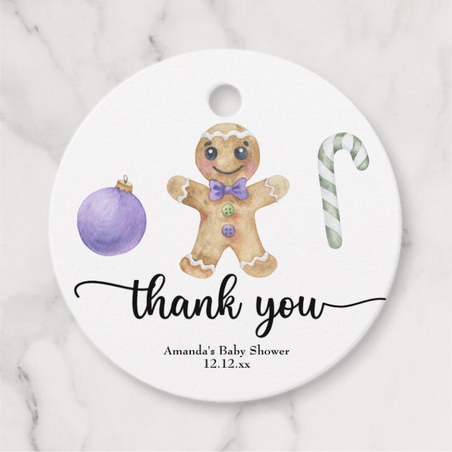 Étiquettes Cadeau Gingerbread man cookie merci (Devant)