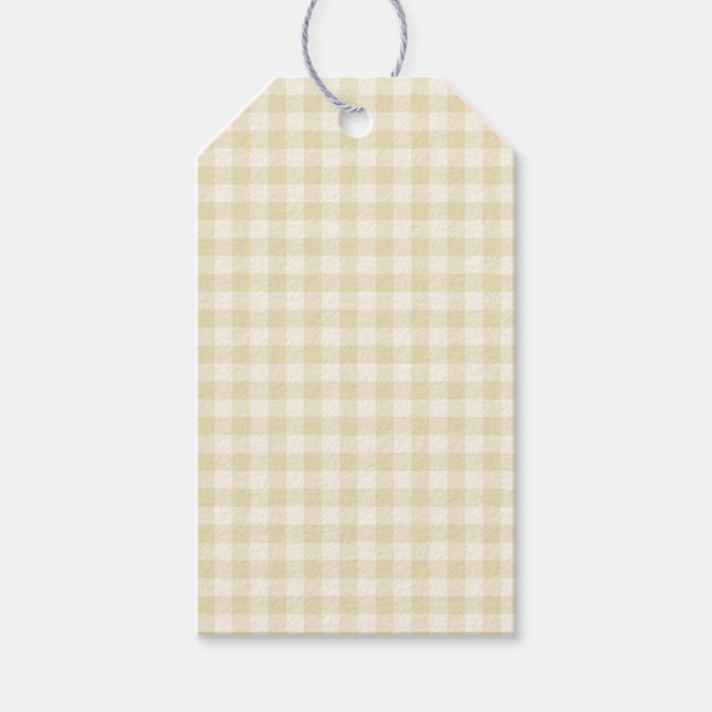 Étiquettes-cadeau Gingham Classique Début d'Automne | Blé Doré  (Devant)
