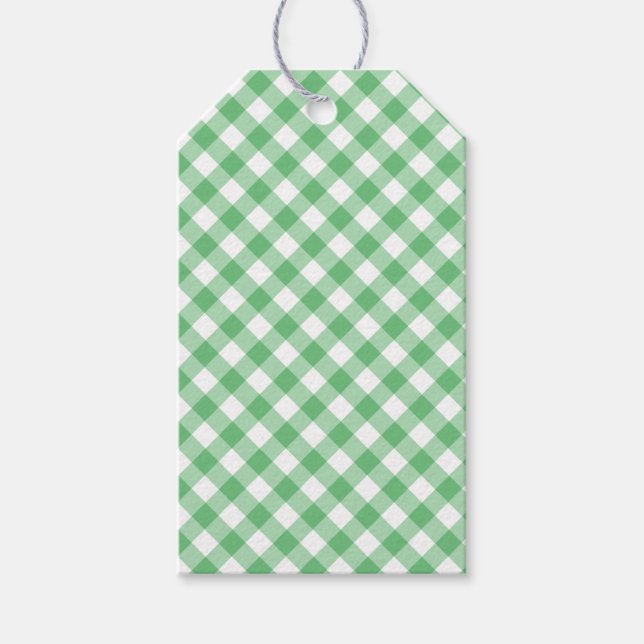Étiquettes-cadeau Gingham Rétro Été Vert (Devant)