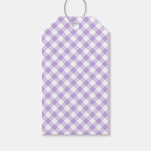 Étiquettes-cadeau Gingham Rétro Lavande Douce (Devant)